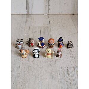 Miniature friends of forest raccoons squirrel Hedgehog owl unique set figure